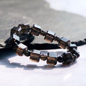 Cintamani Saffordite 9mm/0.35inches Cube/Square Beads Unusual Bracelet Natural Stone Healing 7inches