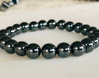 Terahertz-steengenezing titaniumzilver rond en vierkant zeldzaam ** klein tot XXXL** kralenarmband - voor mannen en vrouwen