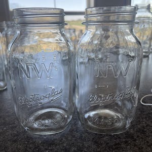 Vintage NW Electroglas Mason Jars: Rustic Farmhouse Canning Jar Decor, Lot of 3