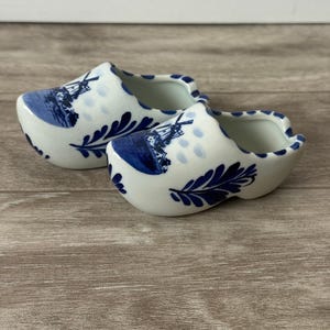 Träskor Delfts Keramik Blå Handmålad Väderkvarn Par Begagnade Blå 8,5 cm