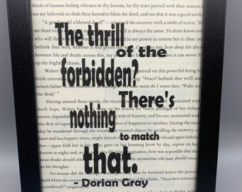 Dorian Gray inspired framed 'Forbidden' quote on Penny Dreadful book page (7x5 frame).  Wall décor, home décor. Oscar Wilde, horror, theatre