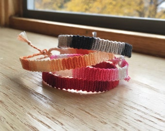 Plaid Friendship Bracelets Knotted with Cotton Thread Handmade Woven VSCO Macrame Jewelry