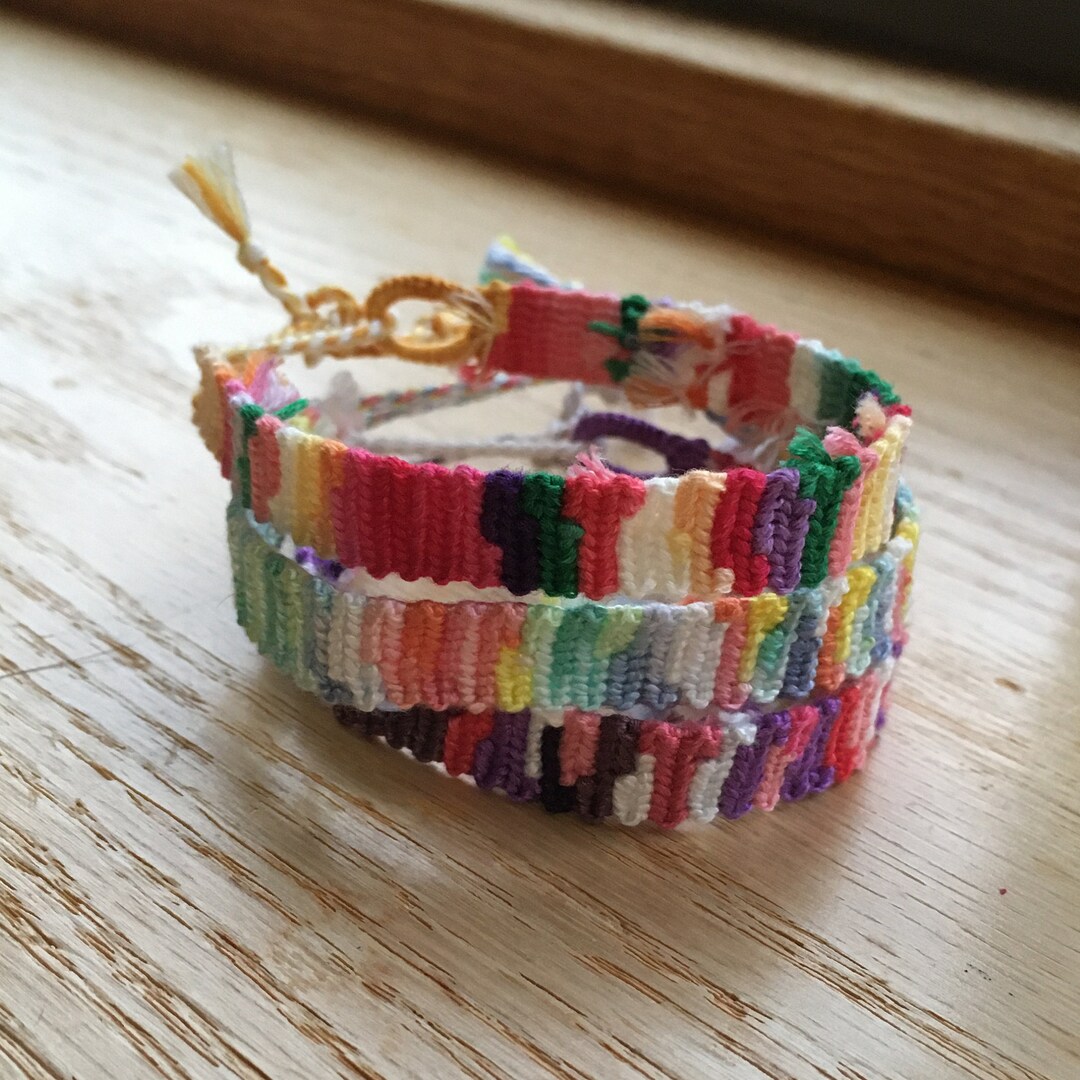 Upcycled Rag Rug Friendship Bracelets Made From Scrap Recycled Etsy