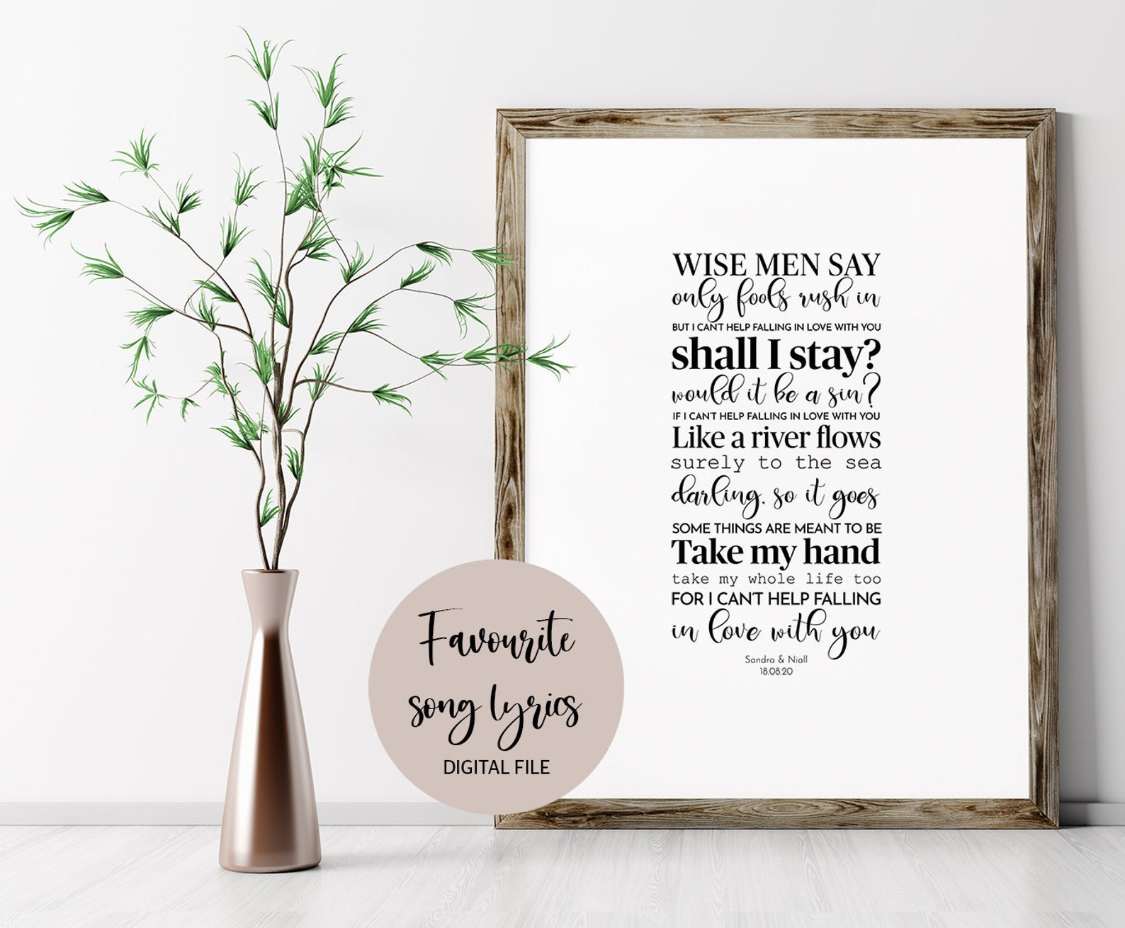 Personalized gift Custom song lyric print personalised song | Etsy