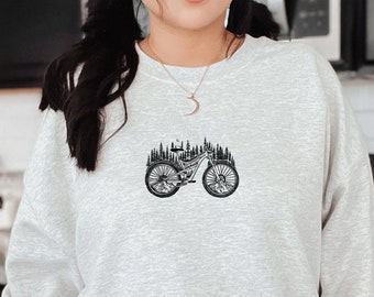 Mountain Biking Sweatshirt, Nature Cozy Sweatshirt, Cycling Lover Pullover, Outdoors Lover Gift