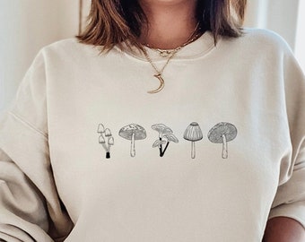 Mushroom Sweatshirt, Botanical Shirt, Plant Lover Shirt, Hippie Sweater, Vintage Plant Shirt