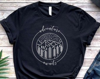 Adventure Awaits Wanderlust Shirt - Camping Shirt - Wander More T Shirt - Mountain Shirt
