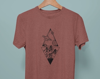 Space Mountain Shirt - Outer Space T-Shirt - Camping Shirt - Geometric Design - Nature Lover Gift