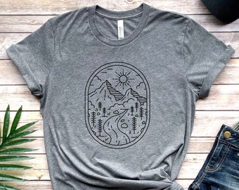 Minimalist Mountain Shirt - Simple Camper TShirt - Adventure Traveling Shirt for Women