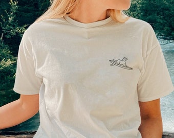 Surf Dog Tshirt - Dog Surfing Shirt - Surfer Lover Tshirt - Doggie Paddle