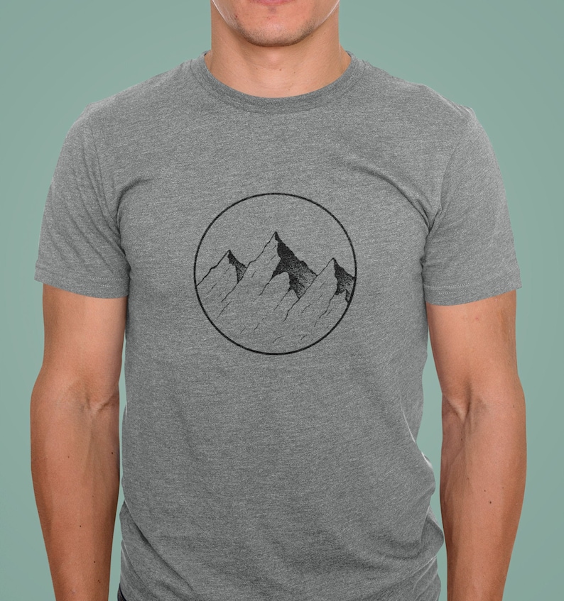 Bella and Canvas Shirt Simple Mountain Design T-Shirt Outdoor Adventure T-Shirt Gift for Men Women Geometric Mountain Design Tee