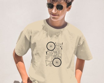 Bike Parts T Shirt, Bike Gift, Cycling Shirt, Bicycle in Pieces Shirt