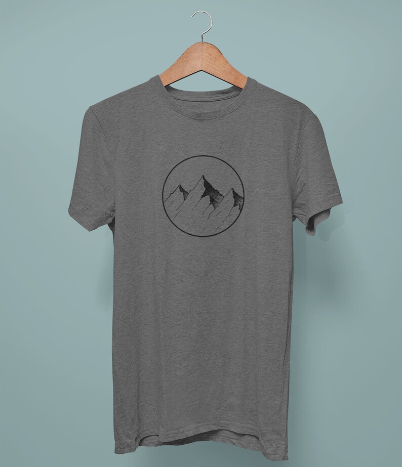 Bella and Canvas Shirt Simple Mountain Design T-Shirt Outdoor Adventure T-Shirt Gift for Men Women Geometric Mountain Design Tee