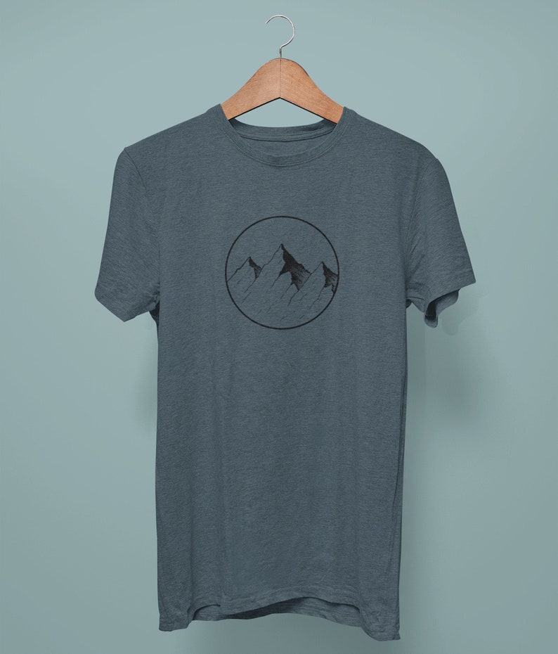 Bella and Canvas Shirt Simple Mountain Design T-Shirt Outdoor Adventure T-Shirt Gift for Men Women Geometric Mountain Design Tee
