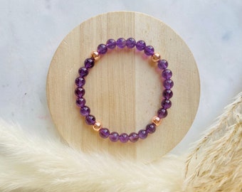 Genuine Amethyst Bracelet, Anxiety and Stress Relief Beaded Bracelet, Healing Mala Bracelet, Yoga