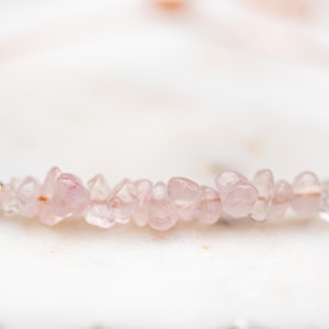 Rose Quartz Bracelet, Pink Gemstone Bracelet, Gift for Her, Rose Gold Jewelry with Raw Gemstone image 2