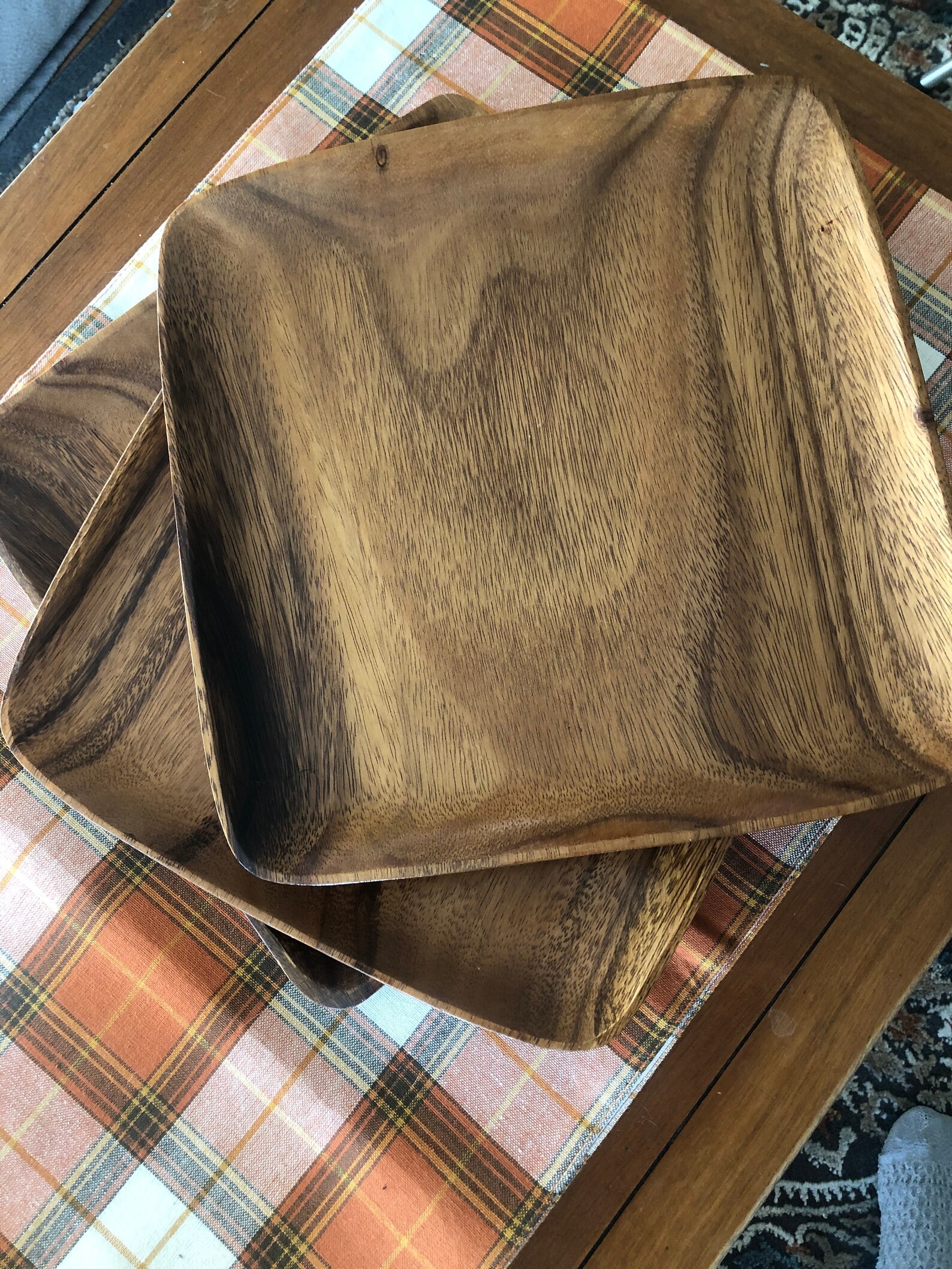 Mid Century Wooden Plates Chargers Boho Vintage 1970's Etsy