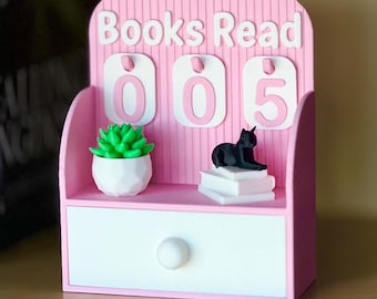 Books Read Tracker, books read this year counter, bookshelf bookish decor, book lover gifts