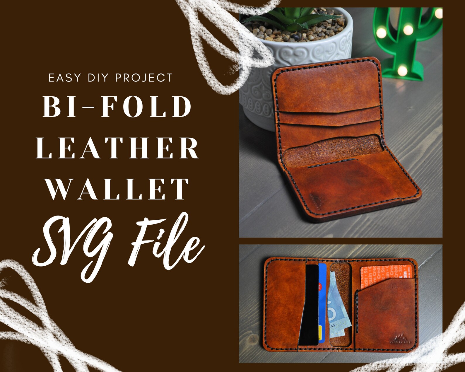 Bi-fold Wallet Pattern SVG DIY Wallet SVG Pattern Laser Ready Leather ...