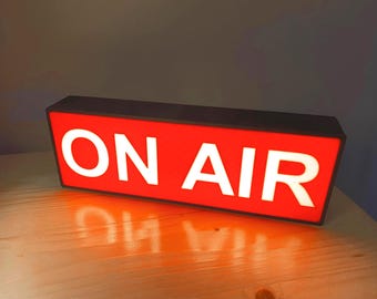 ON AIR LED lightbox, usb powered logo led sign on-air videos, podcasts garage studio decor gift signs, accessories, gift for him, influencer