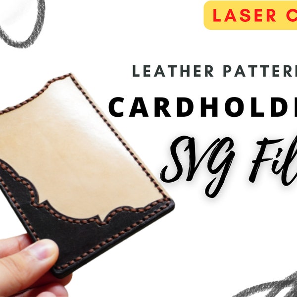 Western Style Leather cardholder pattern SVG, Laser ready svg, SVG pattern file, western border, svg leather laser patterns, With Video