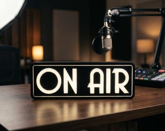 ON AIR LED pop out retro lightbox, 3D text usb powered logo led sign, videos, podcasts, vintage studio decor signs, influencer, classic font