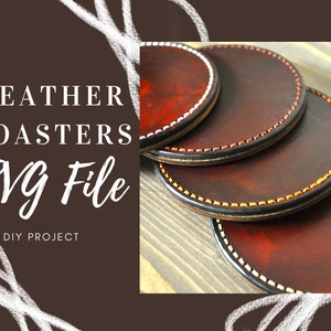 Leather Coaster SVG Pattern: DIY Laser Cut File (3.9&quot; Diameter)