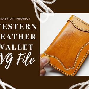 Patrón de billetera de estilo occidental bi-fold SVG - patrón SVG de billetera DIY - svg listo para láser - patrón de billetera de cuero - billetera occidental- Con video