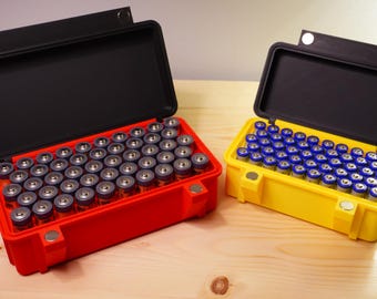 48 AA/AAA battery magnetic storage box - magnetic closure, box for batteries, prepper, garage toolbox, for him