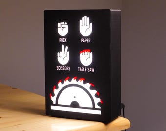 Humour Garage Workshop LED Light Box, gifts for him, led sign, rock paper scissors