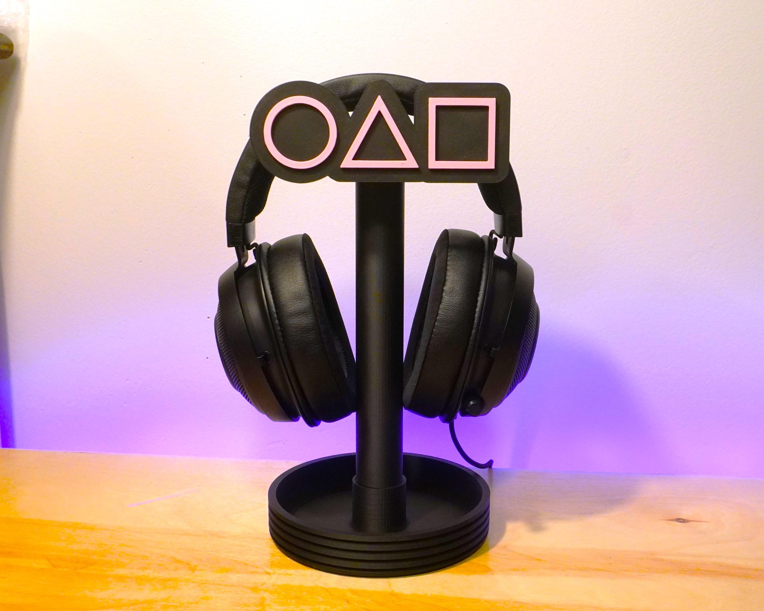 squid inspired headphone stand, tv show headset stand, games desk accessories, dalgona gonggi, korean games show, headphone holder organizer