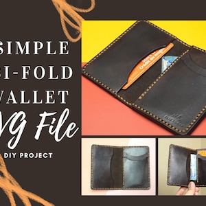 Padrão de carteira bi-fold SVG - Carteira DIY Padrão SVG - Pronto para laser - padrão de carteira de couro - arquivo svg - bolsos verticais bifold - Com vídeo