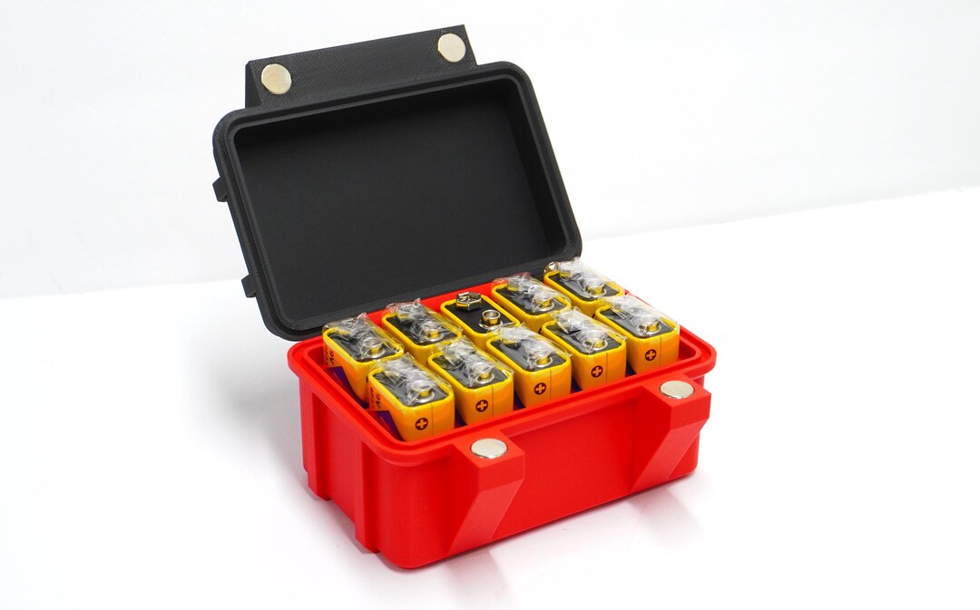 9V Battery Magnetic Storage Box, Holds 10 Batteries, Magnetic Closure ...