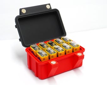 9V Battery Magnetic Storage Box, Holds 10 batteries, magnetic closure