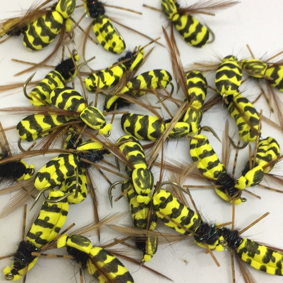 6 pcs Fishing Flies Premium foam  bugs bee  Kamasan hook