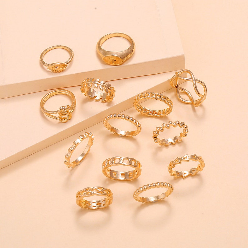 Dainty Rings Fashion Midi Ring Set Minimalist GoldSilver Ring 13 pcs Set Bohemian Ring Set Stackable Ring Set Indie Rings Gift boho