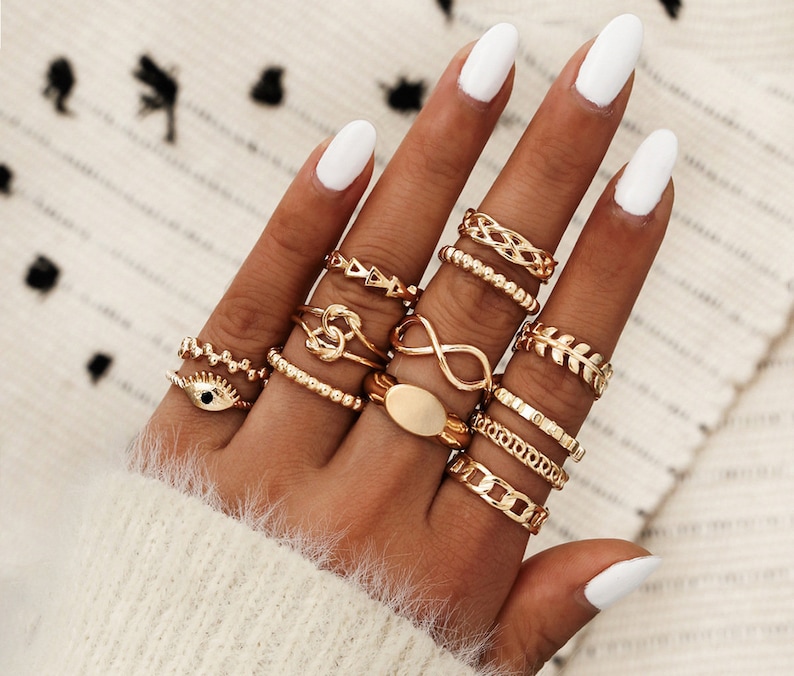 Dainty Rings Fashion Midi Ring Set Minimalist GoldSilver Ring 13 pcs Set Bohemian Ring Set Stackable Ring Set Indie Rings Gift boho