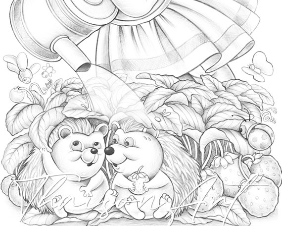 strawberry fun animal coloring pages cute coloring page etsy denmark