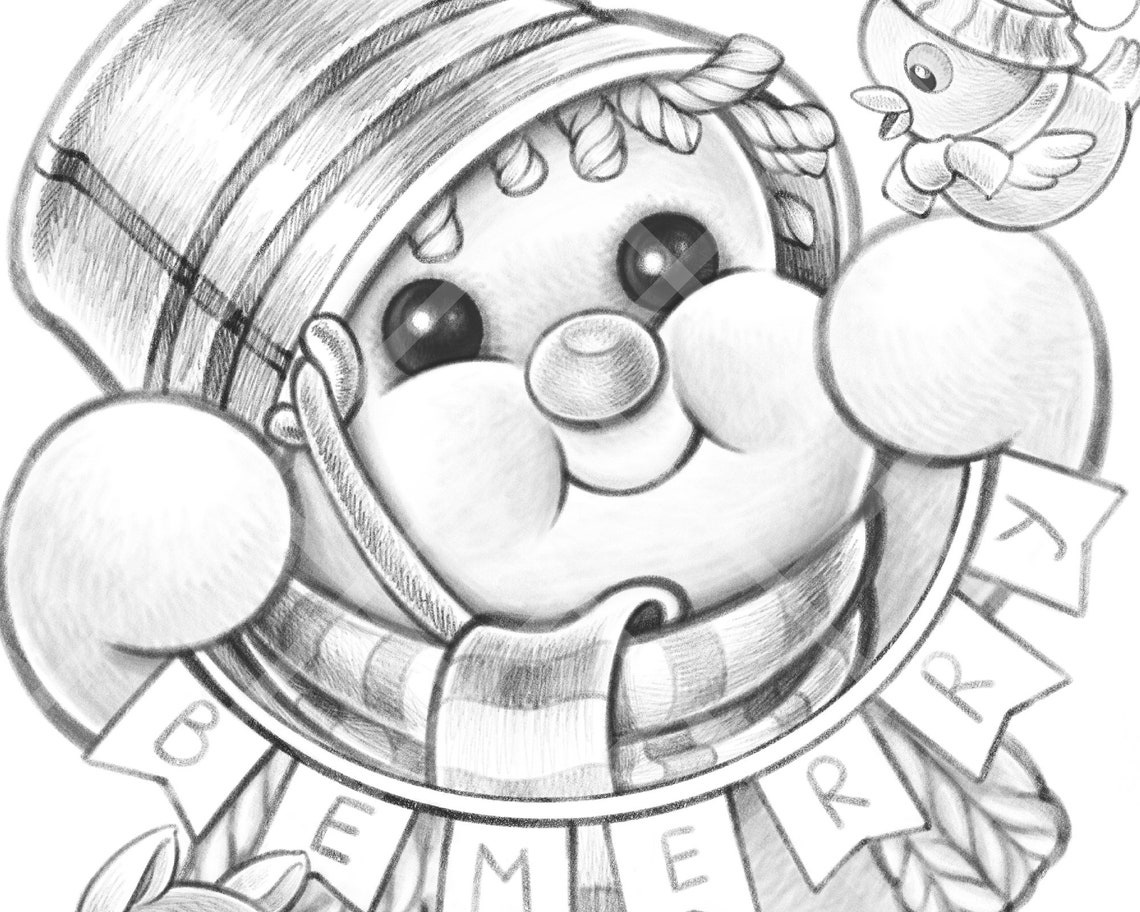 Snowman Christmas Coloring Pages for Kids and Adult - Etsy