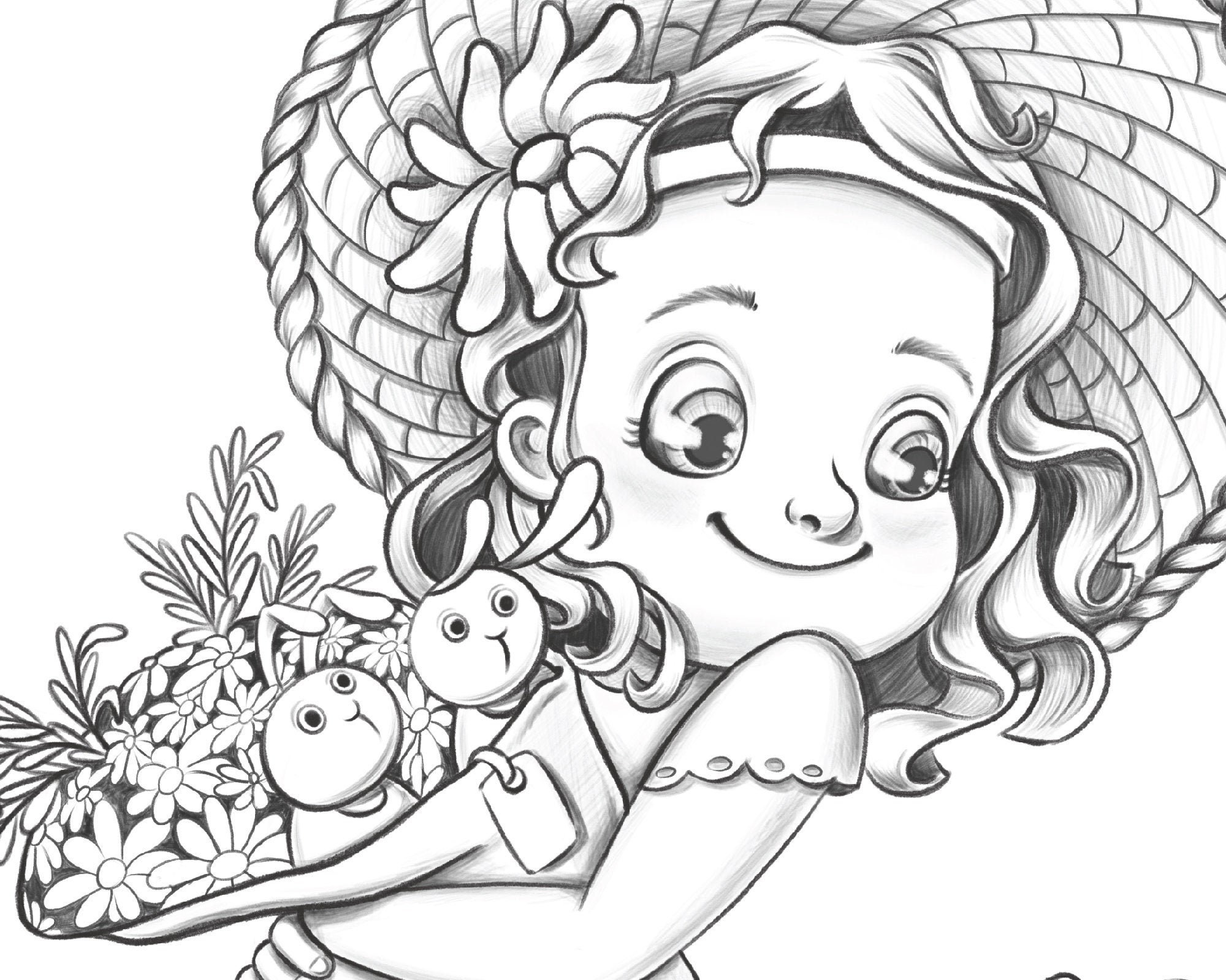 Hey Little Miss Cute Adult Coloring Page Children Coloring | Etsy