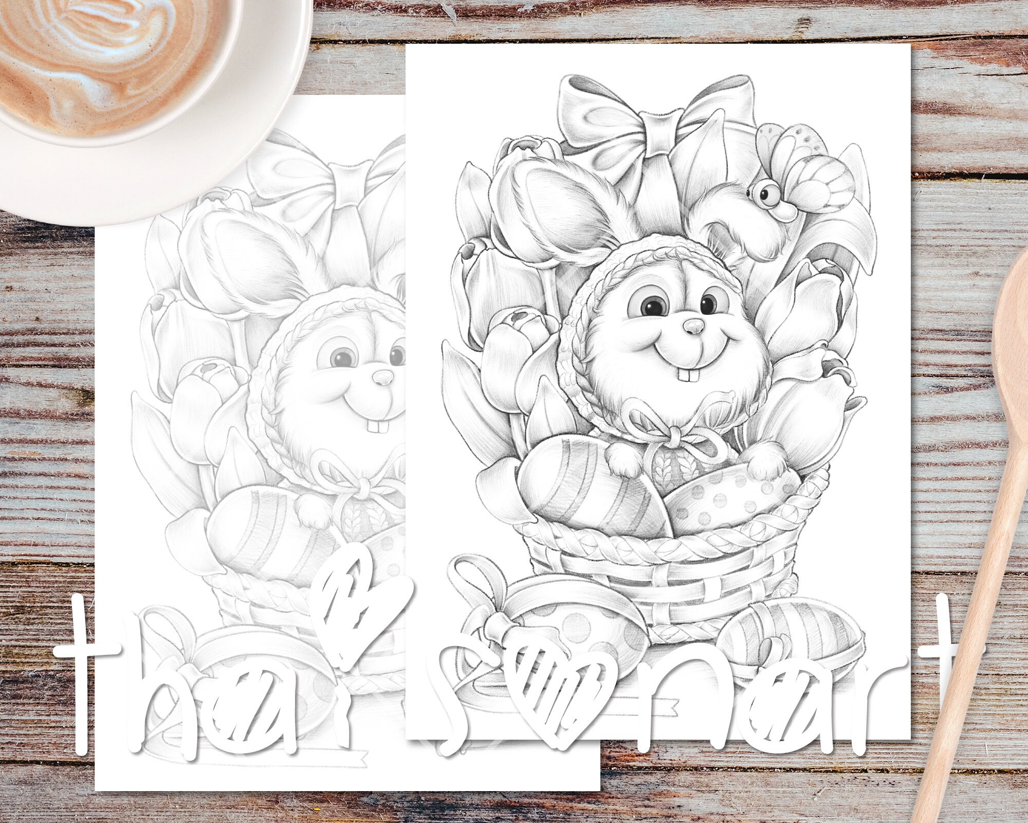 Sneaky Easter Bunny Coloring Page PDF Cute Postcard Coloring Page for  Adults and Kids, Grayscale Coloring Pages, Rabbit Printable Print -   Canada