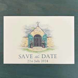 Imagen de invitación personalizada en tinta y acuarela.
