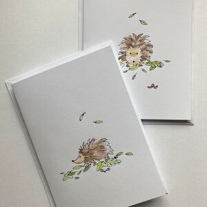 Happy Hedge - Individueel handgetekende notitiekaarten. (Pack van 2)