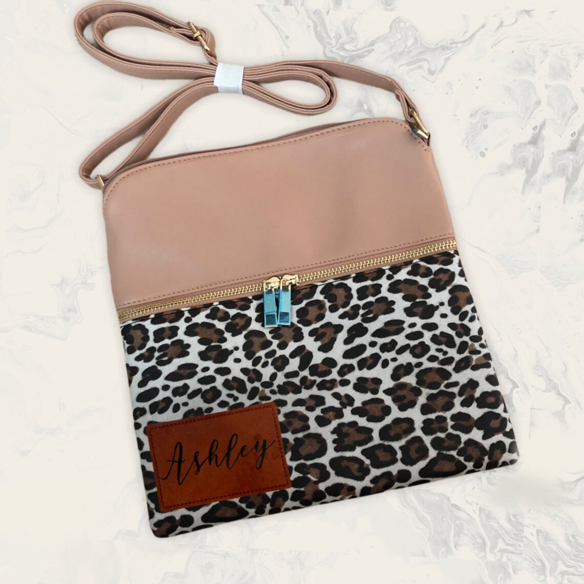 Custom leather leopard print crossbody bag purses for mom Etsy
