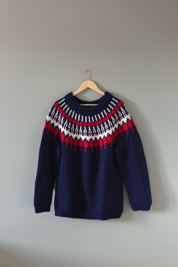 Vintage Fair Isle Sweater | Hand Knit Icelandic Sw