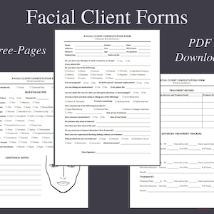 Facial Client Forms for Esthetician & Spa