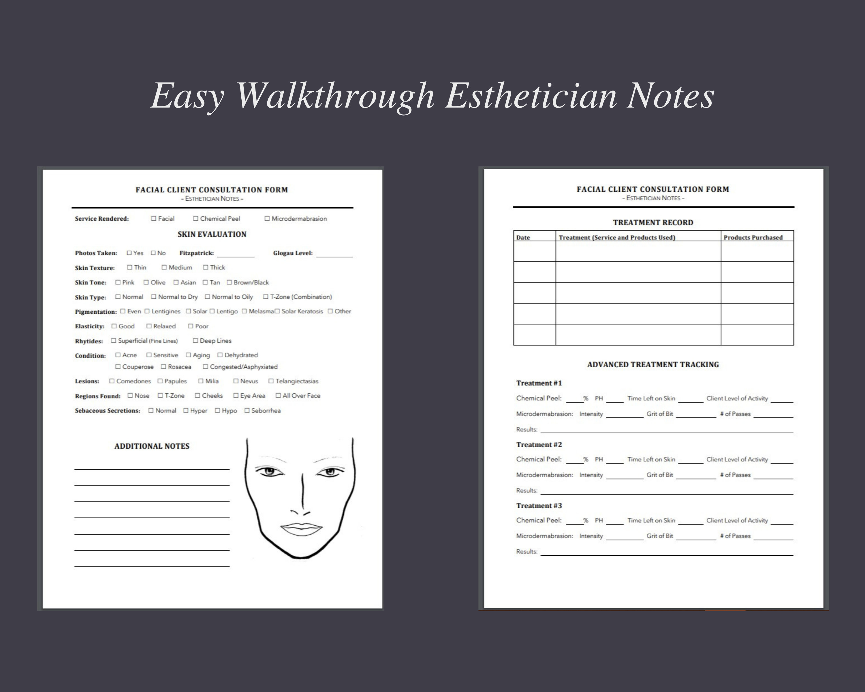 Facial Client Form Facial Client Forms for Esthetician & Spa - Etsy