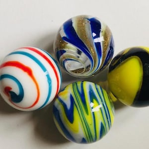 Collection of 4 x Mixed Handmade Glass Marbles