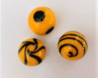 Collection of 3 x 18mm "Cheetah" Handmade Glass Marbles