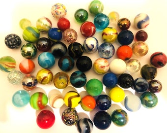 60 x Mixed Glass Marbles-all different 11-16mm